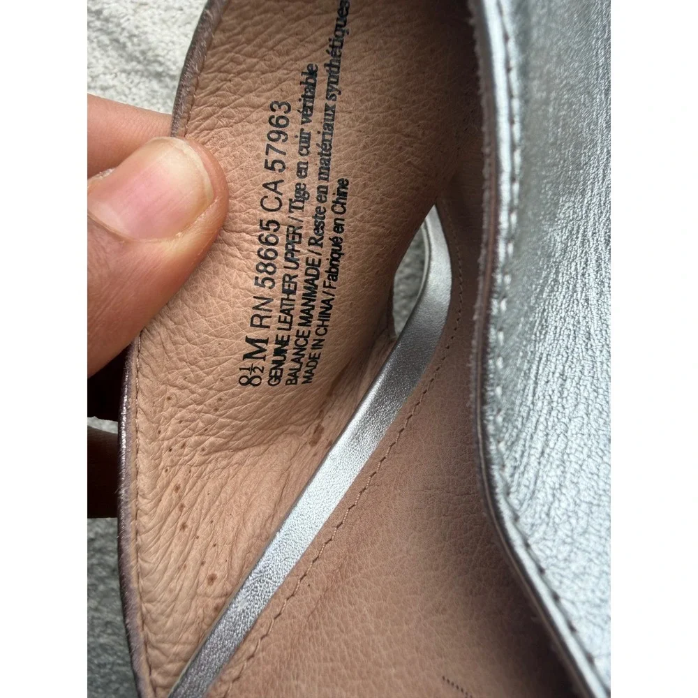 Caslon Silver Metallic Platform Wedge Sandals Size 9.5 Suede Wrap Mules